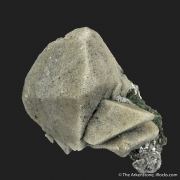 Scheelite (fluorescent) with Molybdenite, on Arsenopyrite