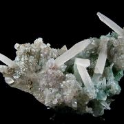 Calcite on Quartz with Celadonite
