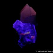 Fluorite (fluorescent) on Quartz