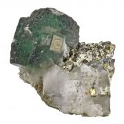 Fluorite With Chalcopyrite on Quartz