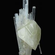 Powellite (Fluorescent) and Apophyllite on Scolecite