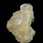 Fluorite (Twinned) on Calcite (Fluorescent)