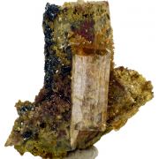 Apatite, hematite, quartz and actinolite pseudo. after pyroxene