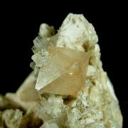 Powellite on Scolecite with Apophyllite
