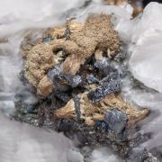 Silver with Acanthite and Calcite