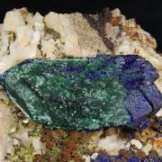 Doubly terminated Azurite with Malachite and Dolomite