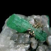 Beryl var. Emerald on Calcite with Pyrite