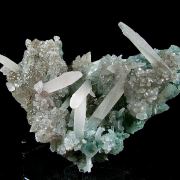 Calcite on Quartz with Celadonite