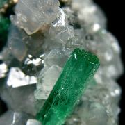 Beryl var. Emerald on Calcite with Pyrite