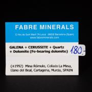 Galena with Cerussite, Quartz and Dolomite (variety Fe-bearing dolomite)