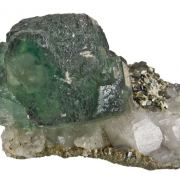 Fluorite With Chalcopyrite on Quartz