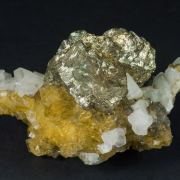 Pyrite with Calcite and Fluorite