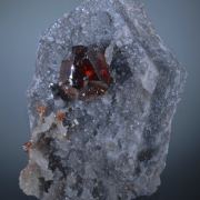 Sphalerite -gemmy red on Quartz