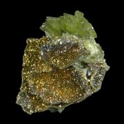 Ludlamite with Siderite on Pyrite