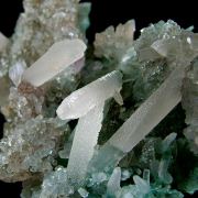 Calcite on Quartz with Celadonite