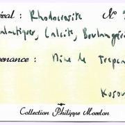 Rhodochrosite with Calcite and Boulangerite (variety plumosite)