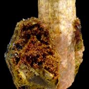 Apatite, hematite, quartz and actinolite pseudo. after pyroxene