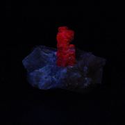 Corundum (var: Ruby) on Calcite