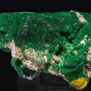 Malachite after Azurite with Quartz and Cerussite