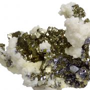 Pyrite pseudo. after pyrrhotite, siderite, galena, sphalerite