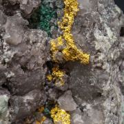 Gold with Quartz, Malachite and Chrysocolla