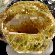 Apatite, hematite, quartz and actinolite pseudo. after pyroxene