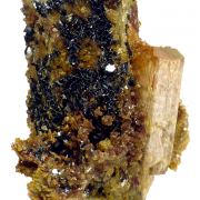 Apatite, hematite, quartz and actinolite pseudo. after pyroxene