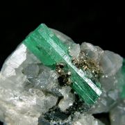 Beryl var. Emerald on Calcite with Pyrite