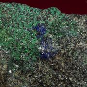 Lindqvistite (type locality) with Plumboferrite, Jacobsite, Malachite, and Azurite