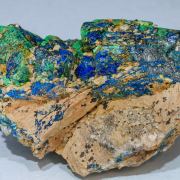 Chalcostibite with Azurite and Malachite