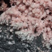 Rhodochrosite with Calcite and Boulangerite (variety plumosite)