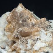 Wulfenite (variety chillagite) with Cerussite, Baryte, Fluorite and Galena