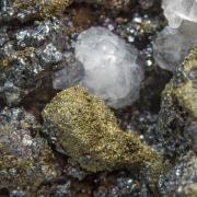 Acanthite (Se-bearing) with Polybasite (Se-bearing) and Calcite