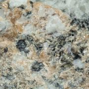 Wulfenite (variety chillagite) with Baryte, Fluorite, Cerussite and Galena