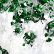 gemmy GARNET var. UVAROVITE, CALCITE