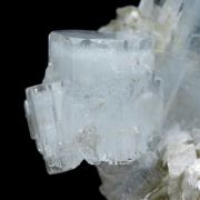 Beryl / (var:“Aquamarine”) with Muscovite on Albite