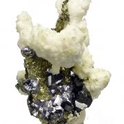 Pyrite pseudo. after pyrrhotite, siderite, galena, sphalerite