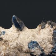 Afghanite (TL) (fl) on Calcite (fl)