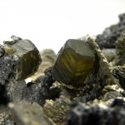 Siderite on Pyrite (replacing Siderite) with Stannite
