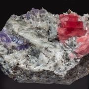 Rhodochrosite with Fluorite, Quartz and Pyrite