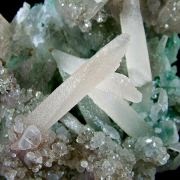 Calcite on Quartz with Celadonite