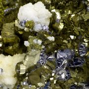 Pyrite pseudo. after pyrrhotite, siderite, galena, sphalerite