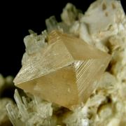 Powellite on Scolecite with Apophyllite