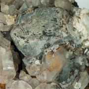 Galena with Cerussite, Quartz and Dolomite (variety Fe-bearing dolomite)