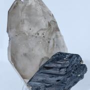 Quartz (variety smoky) with Ferberite