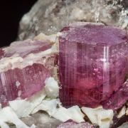 Elbaite-Schorl Series (variety rubellite) with Quartz and Feldspar