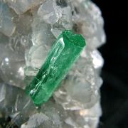 Beryl var. Emerald on Calcite with Pyrite