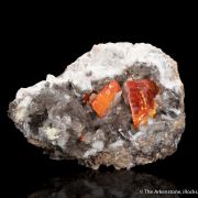 Wulfenite on Calcite