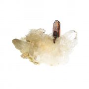 Brookite with Faden Quartz