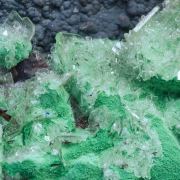 Malachite after Azurite with Baryte and Goethite